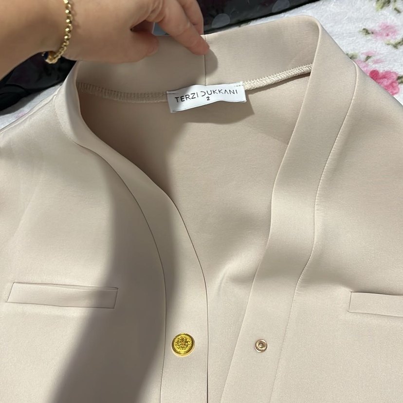 Bej Düğmeli Midi Kadın Ceket - Görsel 2