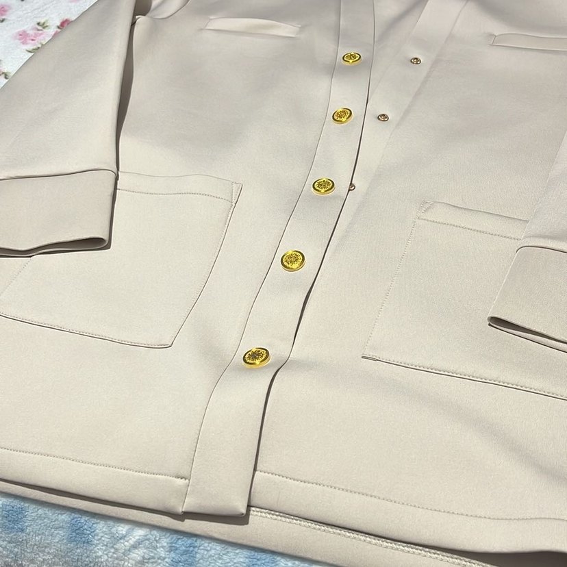 Bej Düğmeli Midi Kadın Ceket - Görsel 4