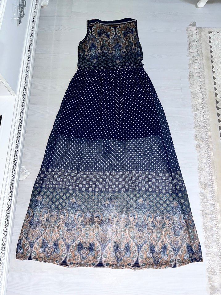 Lacivert Uzun Elbise - Görsel 2