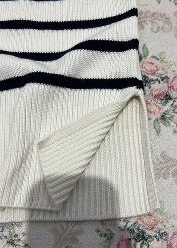 Çizgili Boğazlı Kadın Triko Kazak - Görsel 3