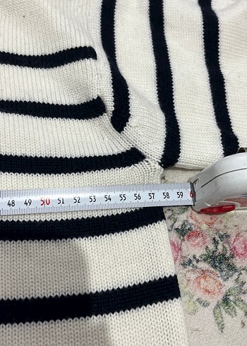 Çizgili Boğazlı Kadın Triko Kazak - Görsel 4