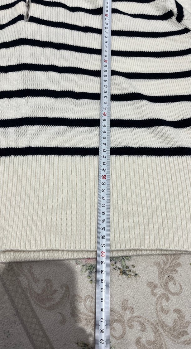 Çizgili Boğazlı Kadın Triko Kazak - Görsel 5