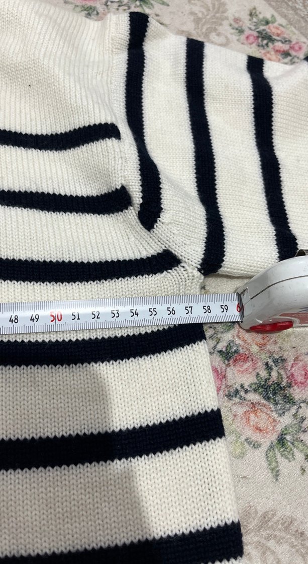 Çizgili Boğazlı Kadın Triko Kazak - Görsel 4