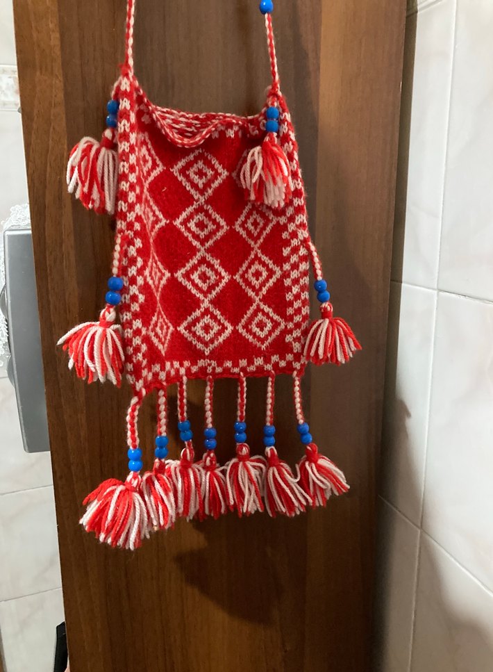 Kırmızı Bohem El Örgüsü Çanta el emeği göz nuru - Görsel 2