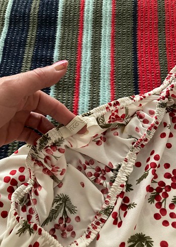 Çiçek İşlemeli Bohem Uzun Kollu Mini Bluz - Görsel 2