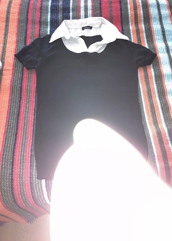 Siyah Viskon Triko Kısa Kollu Gömlek - Görsel 2