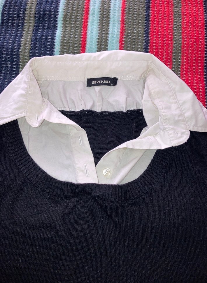 Siyah Viskon Triko Kısa Kollu Gömlek - Görsel 3