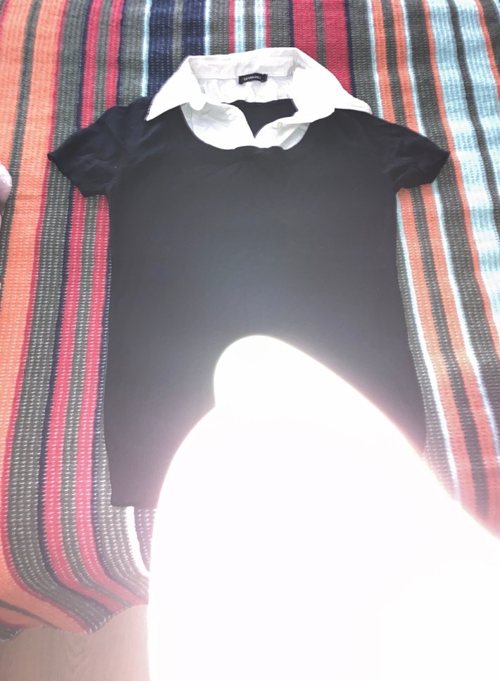 Siyah Viskon Triko Kısa Kollu Gömlek - Görsel 2