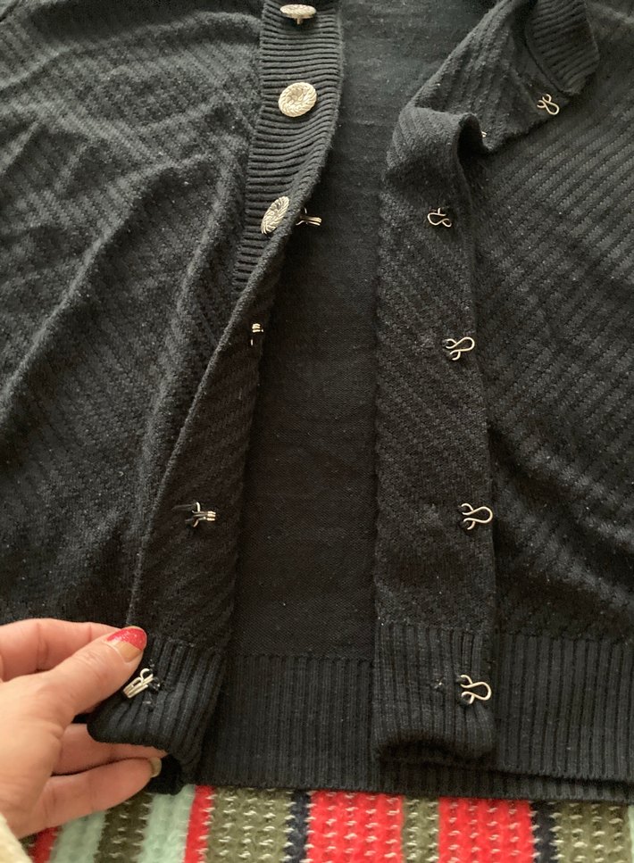 Düğmeli Siyah Midi Kadın Hırka - Görsel 4