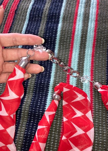 Uzun Kırmızı Bohem Zincir Detaylı Kolye - Görsel 2