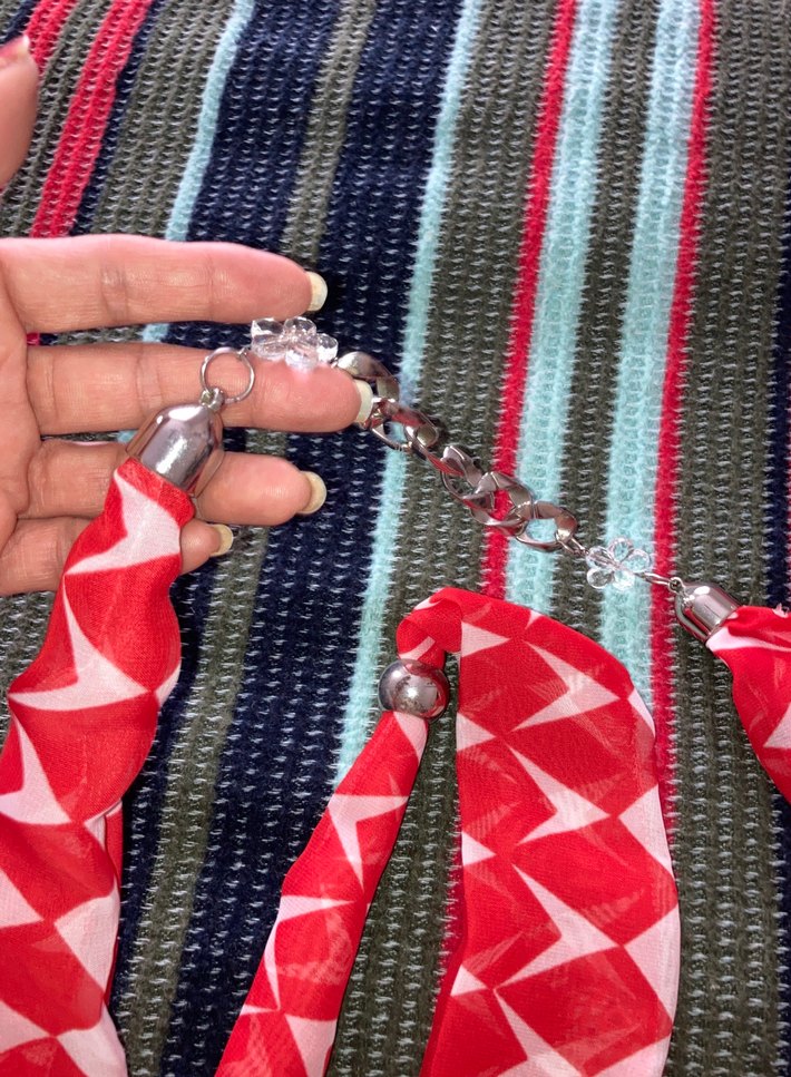 Uzun Kırmızı Bohem Zincir Detaylı Kolye - Görsel 2