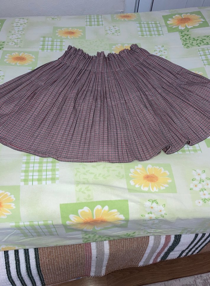 Bordo Pileli Midi Etek - Görsel 3