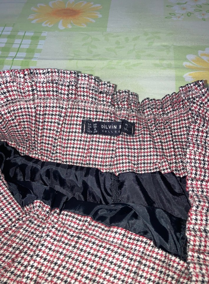 Bordo Pileli Midi Etek - Görsel 4