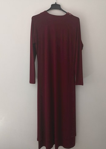 m Beden bordo Renk Diger Bordo Nakışlı Uzun Elbise