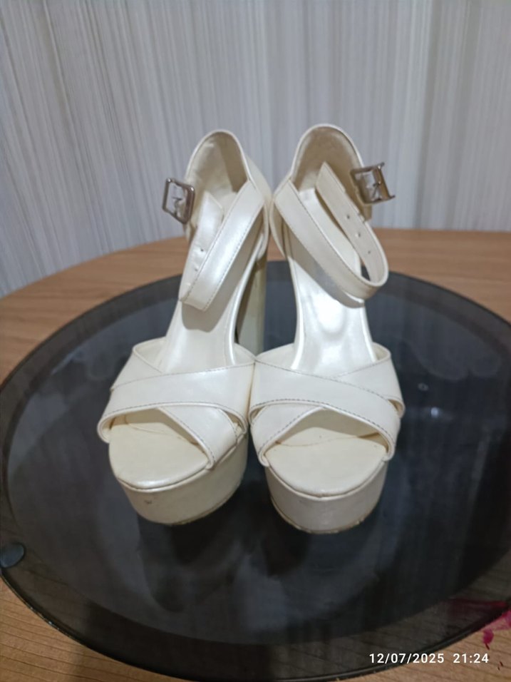 Beyaz Kadın Platform Topuklu Ayakkabı - Görsel 3