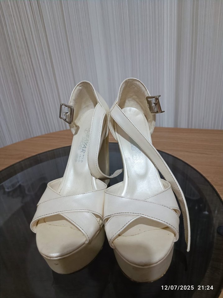 Beyaz Kadın Platform Topuklu Ayakkabı - Görsel 2