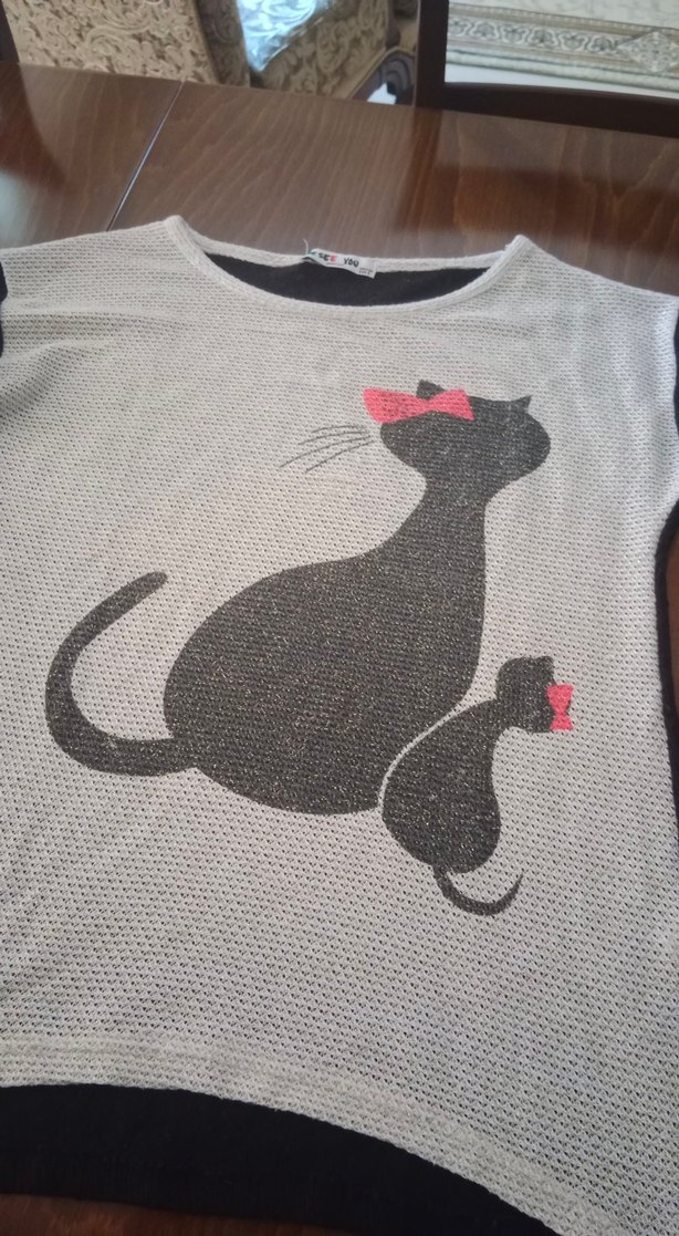 Gri Baskılı Örgü Kedi Kıyafeti - Görsel 2