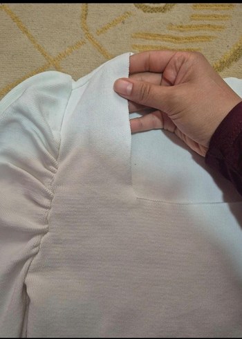 Beyaz Kare Yaka Kadın Triko - Görsel 6