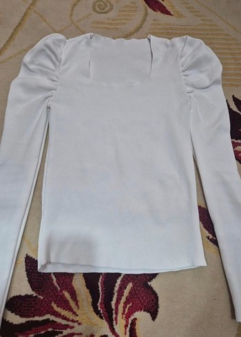 Beyaz Kare Yaka Kadın Triko - Görsel 4