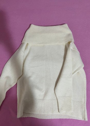 Kadın Beyaz Kayık Yaka Triko Kazak - Görsel 4