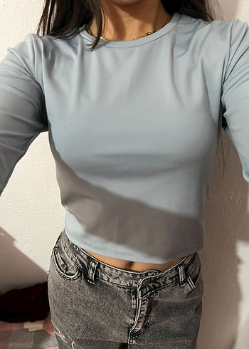 Petrol Yeşili Uzun Kollu Dar Kesim Kadın Bluz - Görsel 2