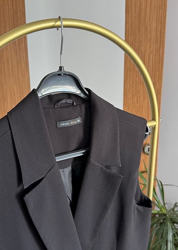 m Beden siyah Renk Siyah Düğmeli Kolsuz Midi Blazer