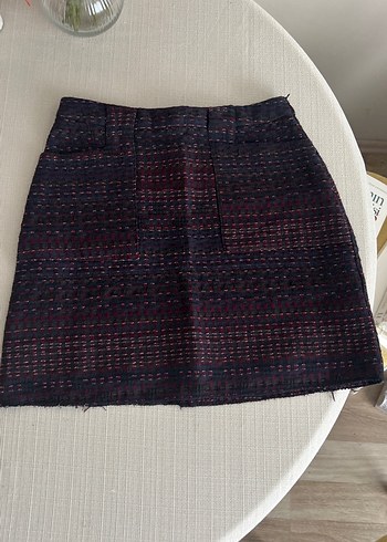 Pull and Bear Örgü Detaylı Çok Renkli Mini Etek