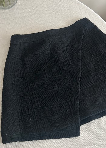 Pull and Bear Pull and bear Nakışlı Siyah Bohem Mini Etek