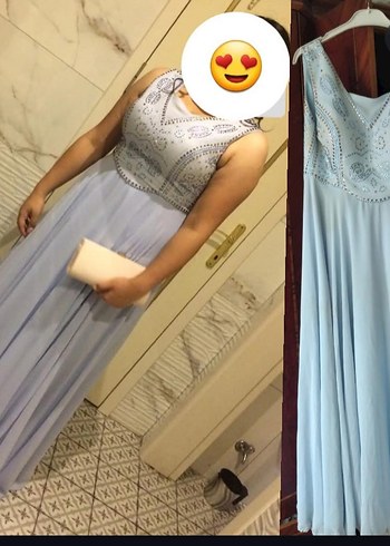 Mavi Nakışlı Bohem Uzun Kadın Elbise - Görsel 2