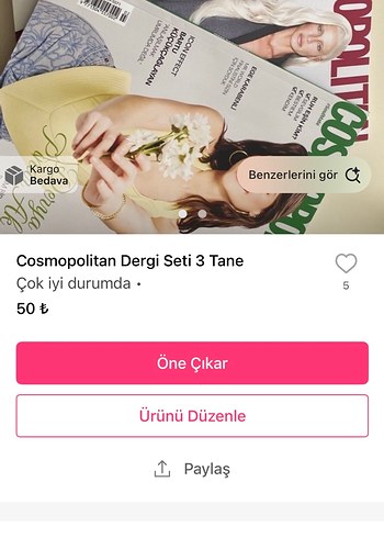 Cosmopolitan Dergi tekli ilan