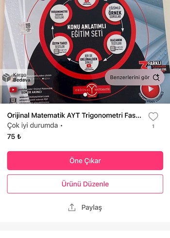 Orijinal Matematik AYT Limit ve Süreklilik Eğitim Seti