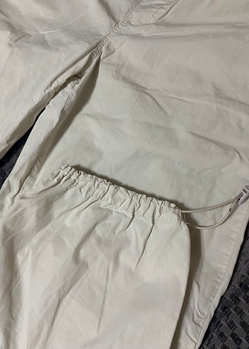 32 Beden beyaz Renk Bej Stoperli Normal Bel Paraşüt Pantolon