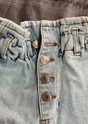 Düğmeli Mom Jeans Şort - Görsel 2
