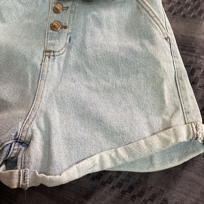 Düğmeli Mom Jeans Şort - Görsel 4