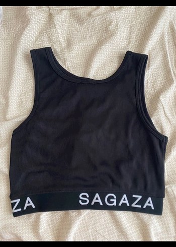 Sagaza Madrid Siyah Spor Crop Top Velcro Detaylı