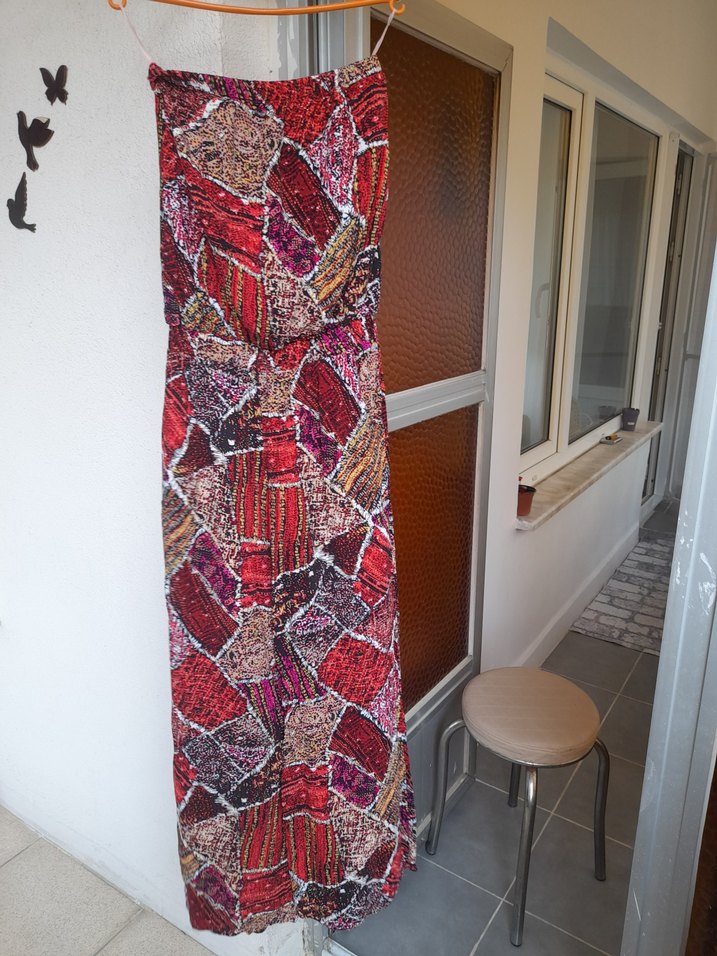 Renkli Bohem Desenli Kadın Kumaş tulum - Görsel 5