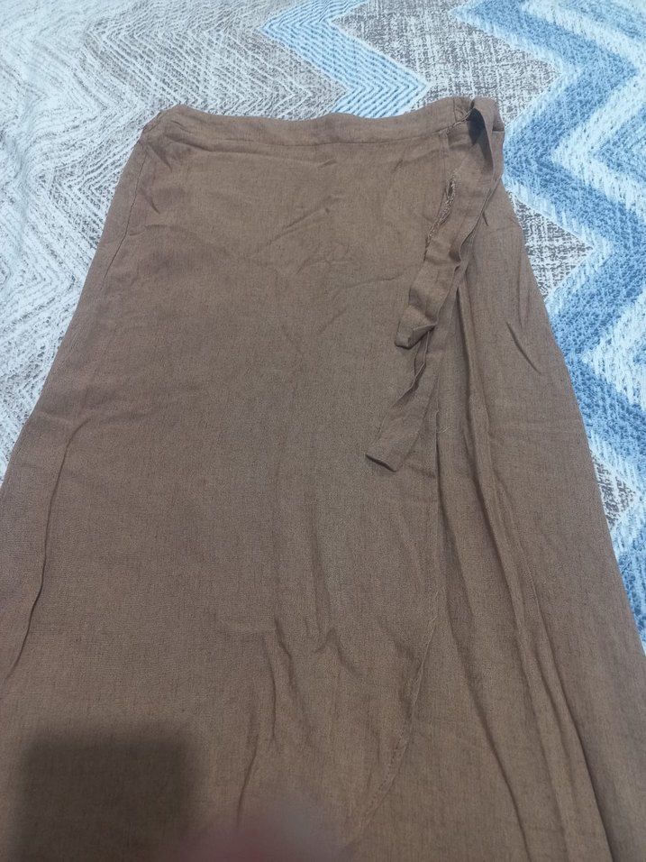Bej Kadın Uzun Keten Etek - Görsel 2