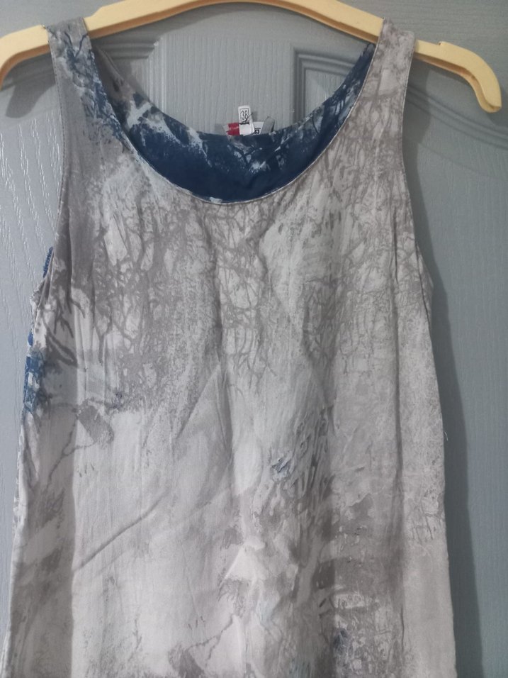 Bohem Gri Kolsuz Uzun Elbise - Görsel 2