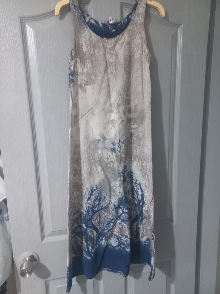 Bohem Gri Kolsuz Uzun Elbise - Görsel 3