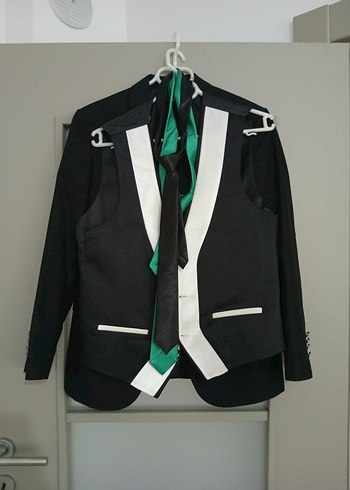 Siyah Beyaz Kuşaklı Tuxedo Ceket - Görsel 7