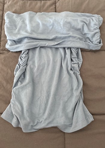 Mavi Straplez Hemşire Sabahlığı Midi Boy