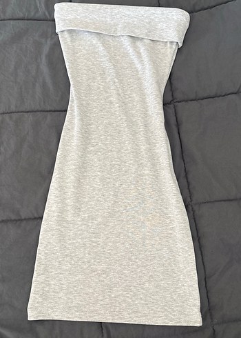 Gri Straplez mini elbise