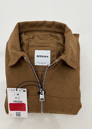 Bershka Kahverengi suni süet trucker ceket