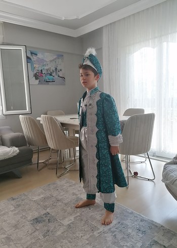 Diger Turkuaz Gri Kürklü Etnik Erkek Çocuk Kıyafeti - Görsel 4