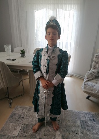 Diger Turkuaz Gri Kürklü Etnik Erkek Çocuk Kıyafeti - Görsel 2