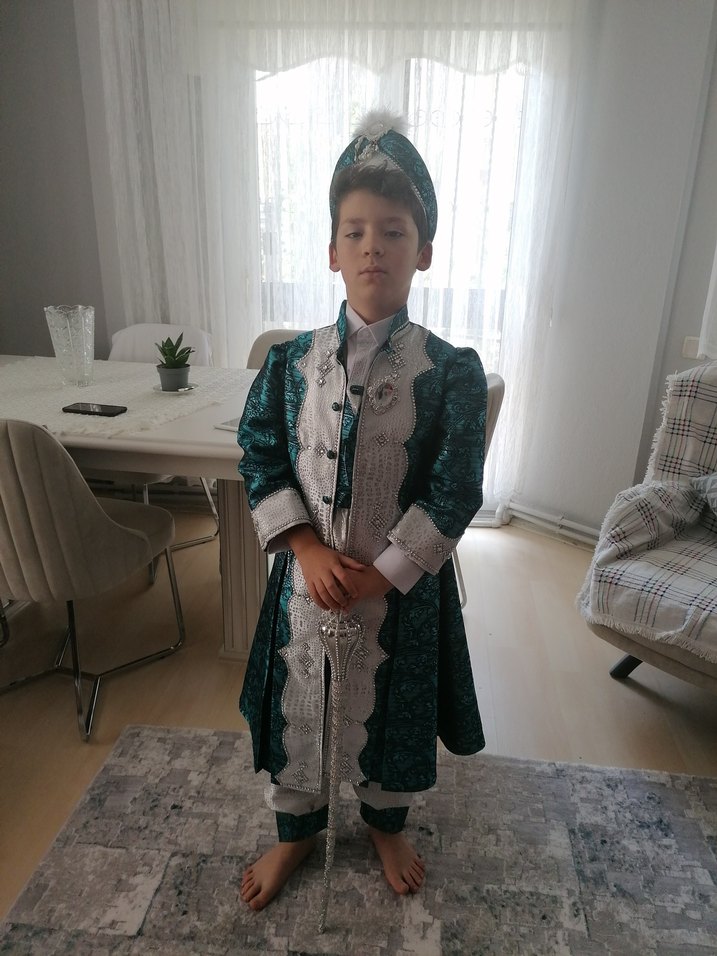 Diger Turkuaz Gri Kürklü Etnik Erkek Çocuk Kıyafeti - Görsel 2