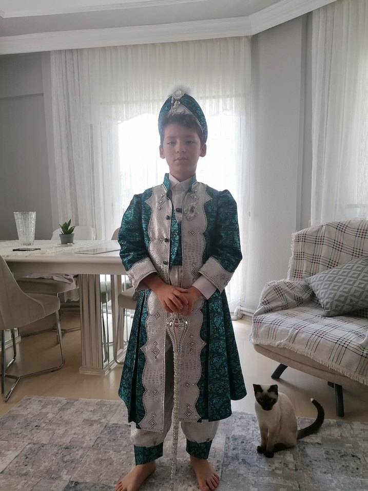 Diger Turkuaz Gri Kürklü Etnik Erkek Çocuk Kıyafeti - Görsel 3