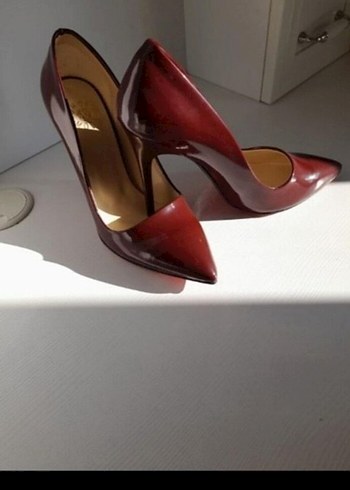 Bordo Rugan Tokalı Stiletto Kadın Topuklu Ayakkabı