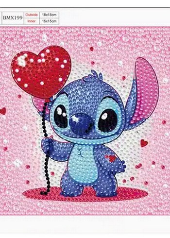 Sayılarla Elmas Boyama Stitch Kalpli Balon
