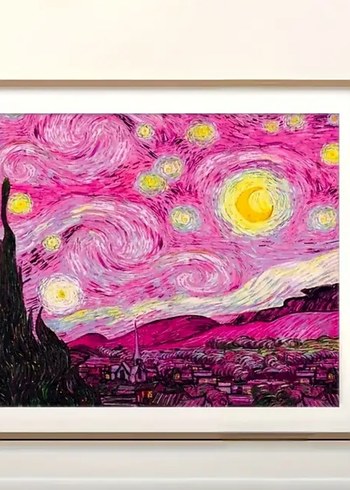 Sayılarla Elmas Boyama Pembe Yıldızlı Gece
